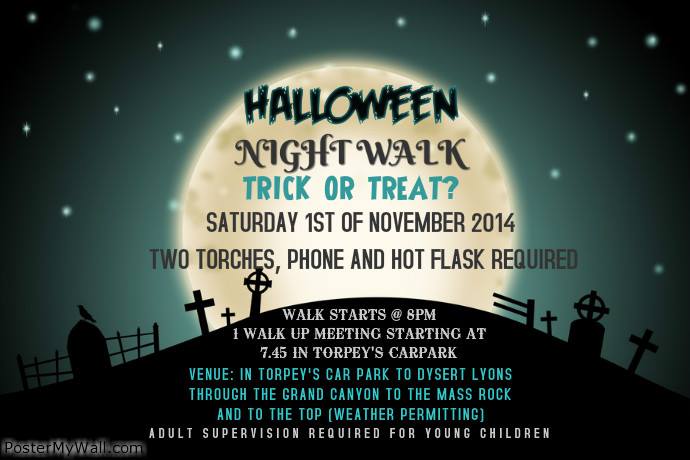 12 O’Clock Hills Halloween Night Walk this Saturday Night…