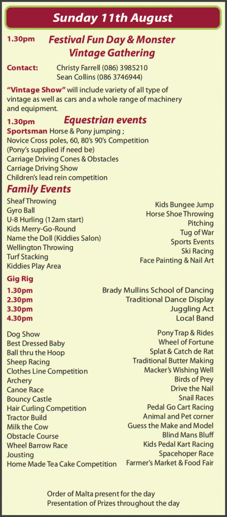 Festival Events for Sunday 11th August 2013…